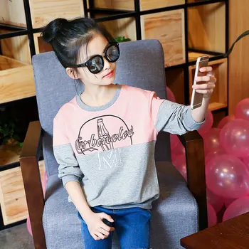 

Girls T Shirts Kids casual Spring Autumn Long Sleeve Patchwork Shirts For teenager girl tops Children Clothing34 6 8 9 10 12Year