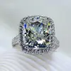 Taille 5-11, 192 pièces de petite zircone 10ct, grosses pierres simulées, avec pavé de mariage pour femmes, bague de bande pour amoureux, AAA CZ 14kt, or blanc ► Photo 3/6