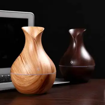 

Air atomized essential oil aroma diffuser super air humidifier with wood grain 7 color LED lights for home office diffuseur hui