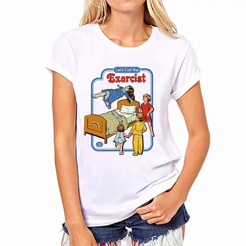 

Lets Call The Exorcist 90s Summer Vogue Printed White Women T-shirt Harajuku Vintage Tumblr Female T-shirt Funny Clothing