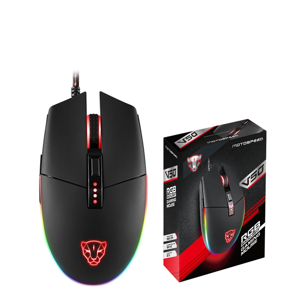 Официальная Проводная игровая мышь Motospeed V50 4000 точек/дюйм эргономичный дизайн 4