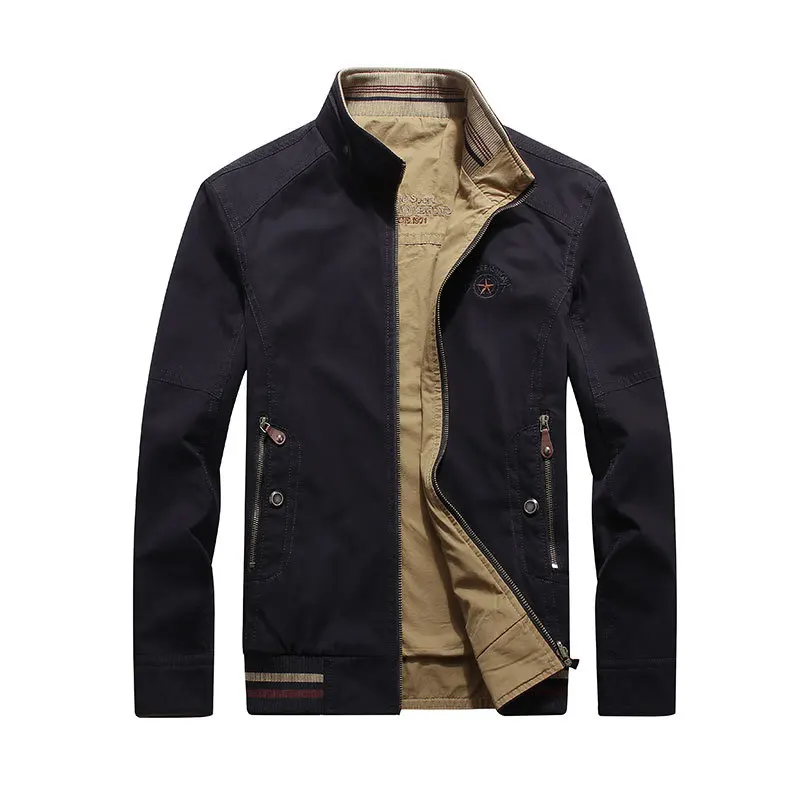 4XL 2019 Autumn Spring Brand Jacket Thin Stand Collar Coat Asia Size Drop Shipping Jackets Coats Casual Both Side Wear Military (13)