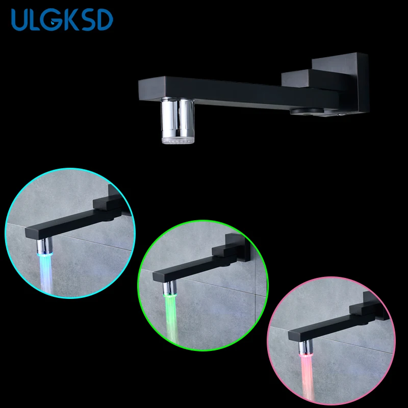 

ULGKSD Washing Machine Faucet Black Brass Tub Faucet LED Bathroom Accessories Wall Mounted Oil Rubbed Bronze