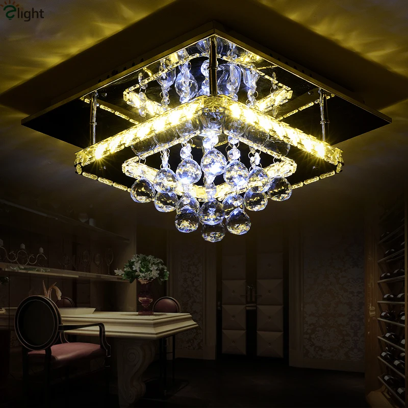 

Modern Dimmable Luminaria Corridor K9 Crystal Ceiling Light Plate Steel Led Ceiling Lamp Bedroom Lighting