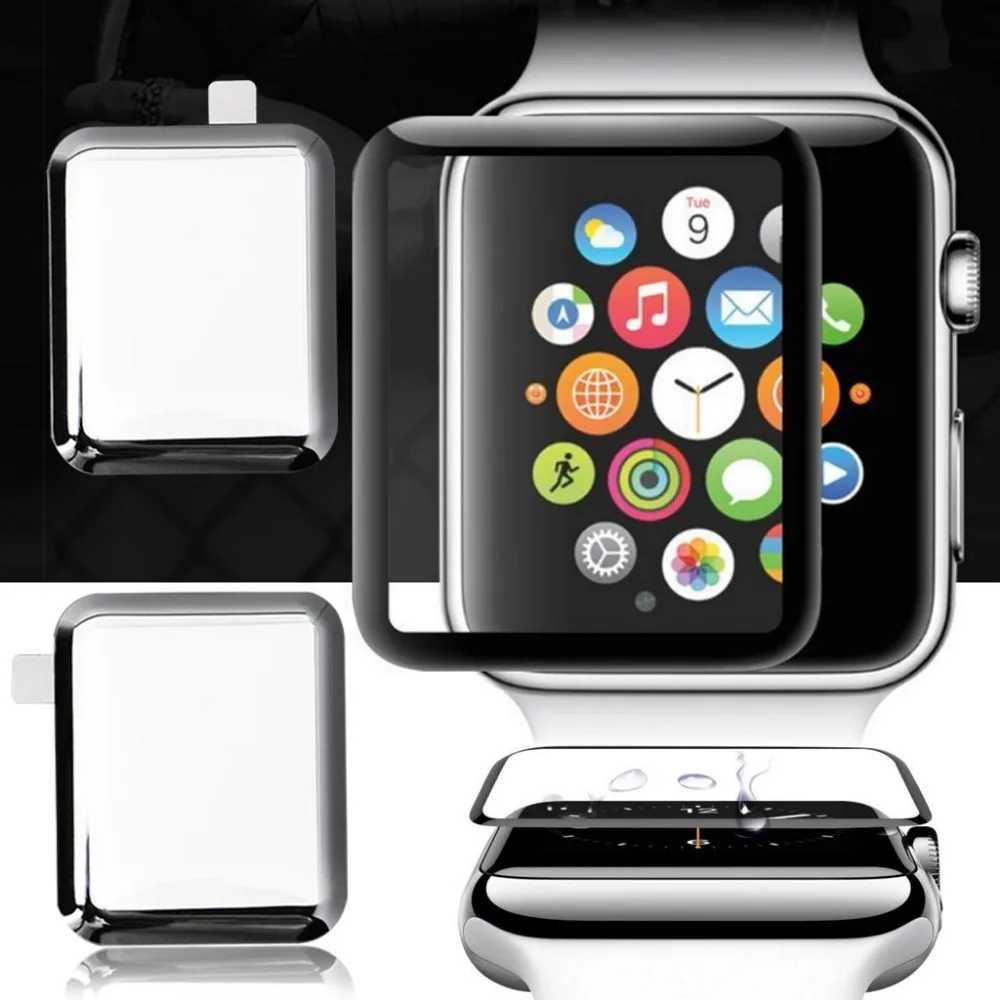 Защитная пленка для Apple Watch iWatch Series 1/2/3/4 9H 3D изогнутая с полным покрытием
