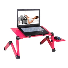 Portable Mobile Laptop Standing Desk For Bed Sofa Laptop Folding Table Notebook Desk With Mouse Pad & Cooling Fan For Office nightstands laptop table wooden standing office desk with drawer computer desk rotatable folding table bedroom bedside cabinet