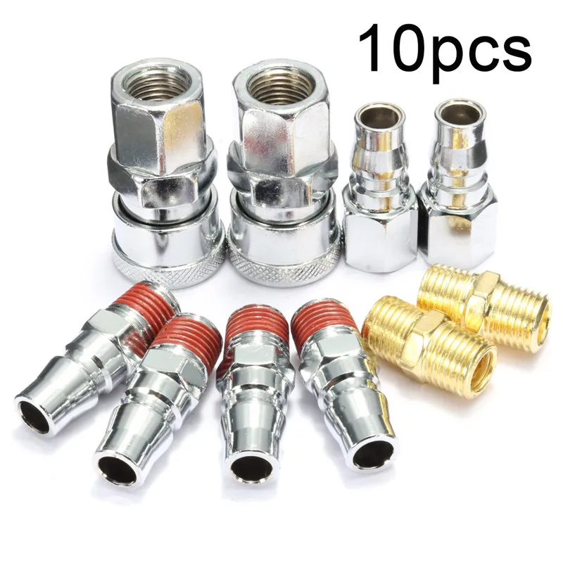 

10Pcs/Set 1/4" BSP Air Line Hose Compressor Fitting Connector Coupler Quick Release Pneumatic Parts For Air Accessories