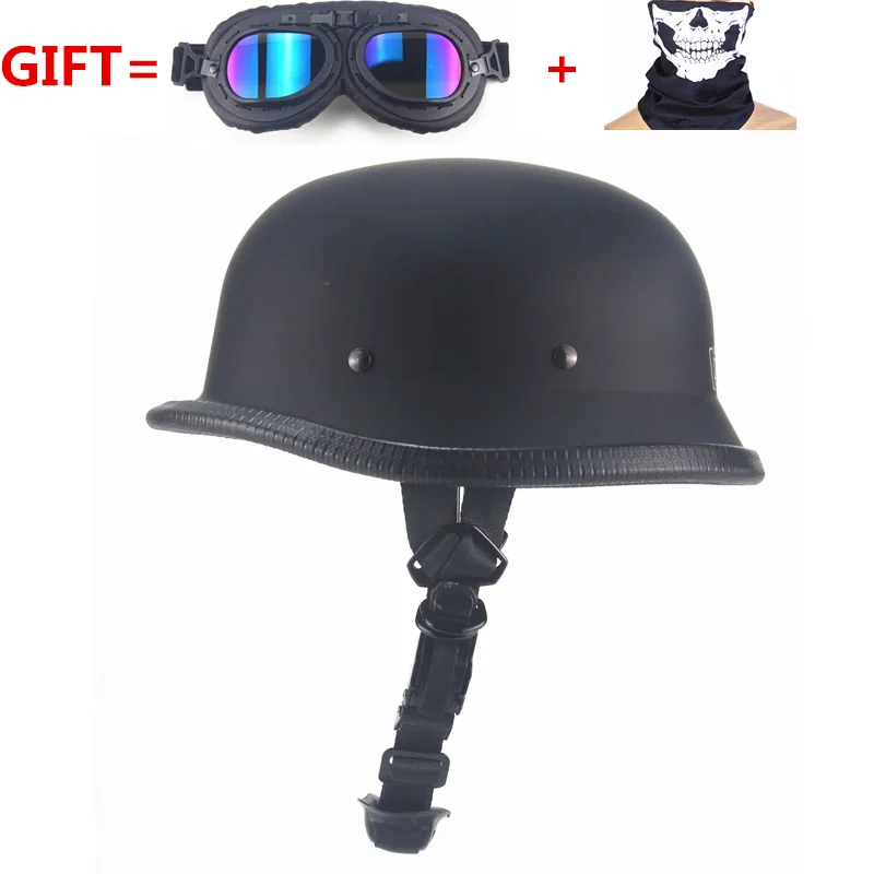 

German Motorcycle WWII Style Half Helmet Chopper Biker Pilot Goggles Open Face Moto Motocicleta Capacete Casco Casque Kask