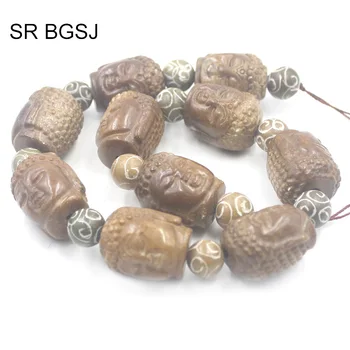

Free Shipping 20x28mm Carved Buddha Hua Show Jades Genuine Gems Craft Stone Beads Strand 15"