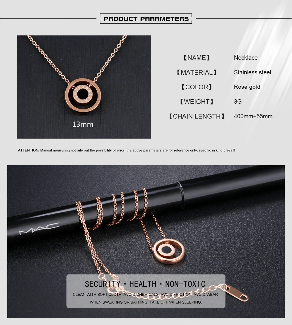 Roman Numeral Titanium Steel Necklace