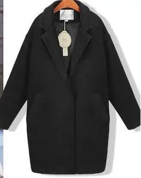 Женское пальто-кокон, Женское пальто, Женское пальто на весну и осень, тонкое шерстяное пальто из шерсти альпака, шерстяная верхняя одежда, зимняя верхняя одежда - Цвет: black