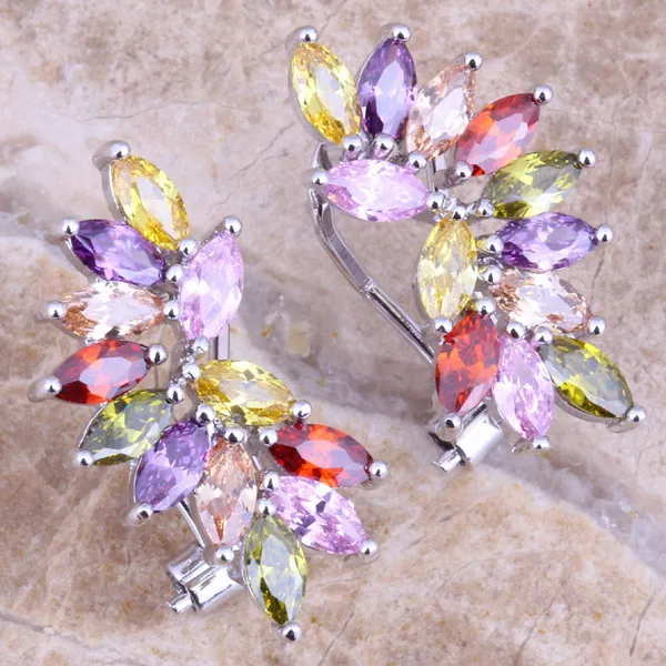 

Enjoyable Multicolor Purple Cubic Zirconia 925 Sterling Silver Clip Huggie Earrings For Women S0234