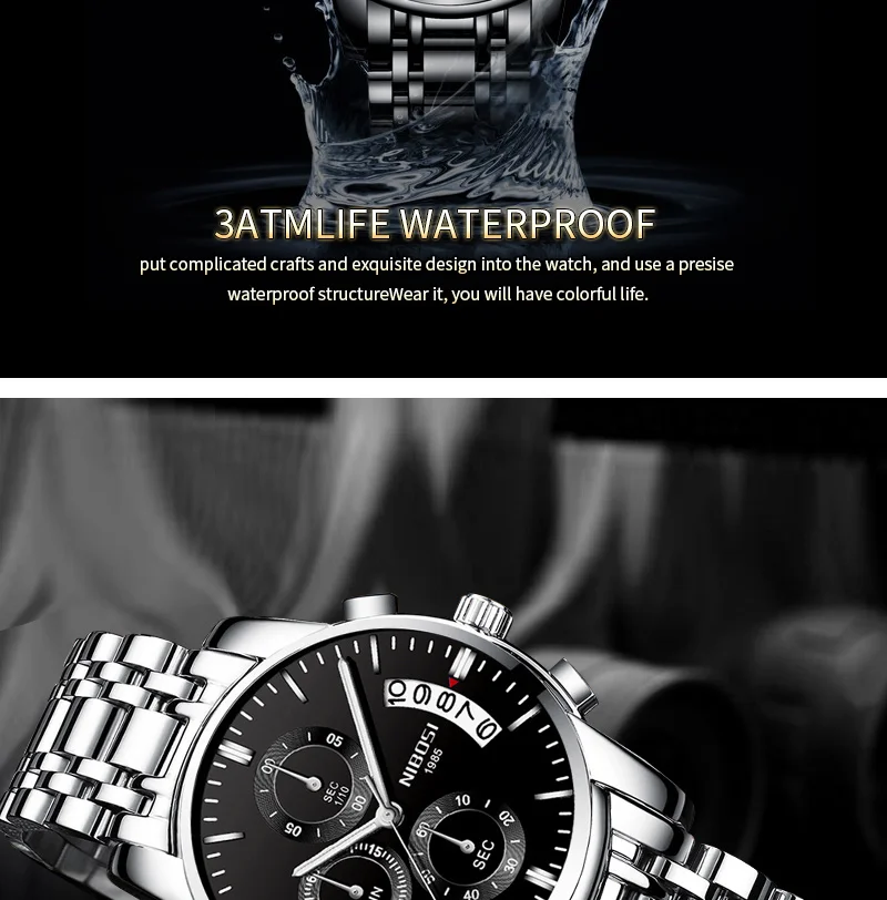 Relogio Masculino a Prova d ' Gua Relogio Masculino Esportivo NIBOSI Mens Watches Top Brand Luxury Automatic Stainless Steel (14)