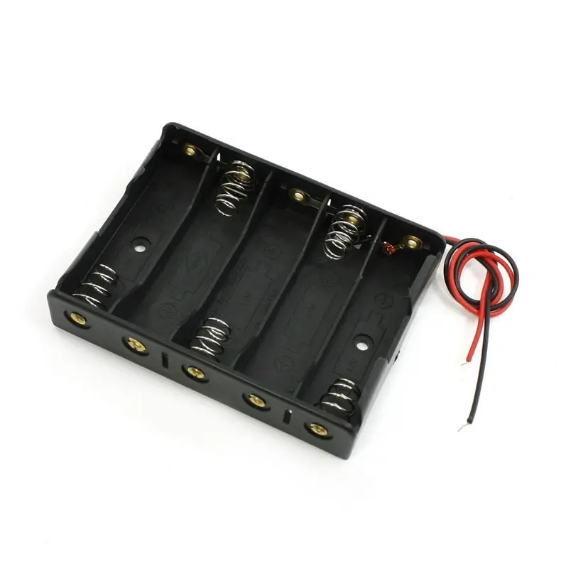 

High Quality 5 x 1.5V AA Battery Slot Holder Case Box Wire Black