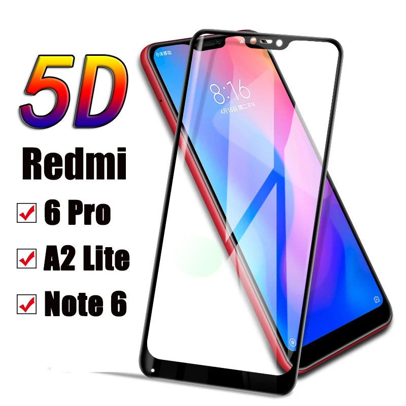 

Tempered glas for Xiaomi redmi 6 pro 5D protective glass for redmi note 6 protector A2 lite screen xiami xiomi protection film