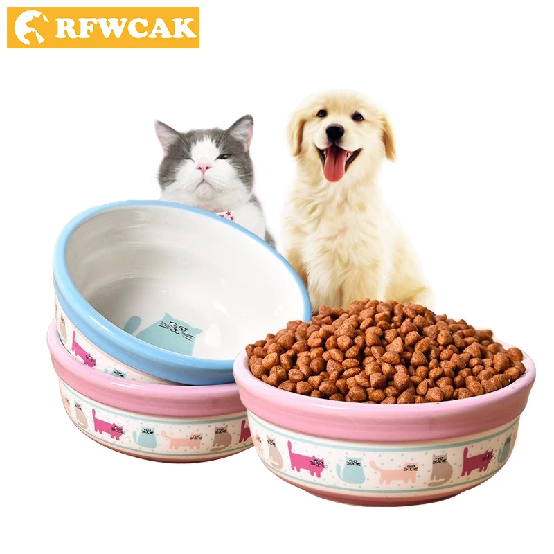

RFWCAK Dog Bowl Ceramics Pocket-portable Travel Feeding Tableware Water Bowl For Pet Cat Puppy Cute Food Thickening Water Dish