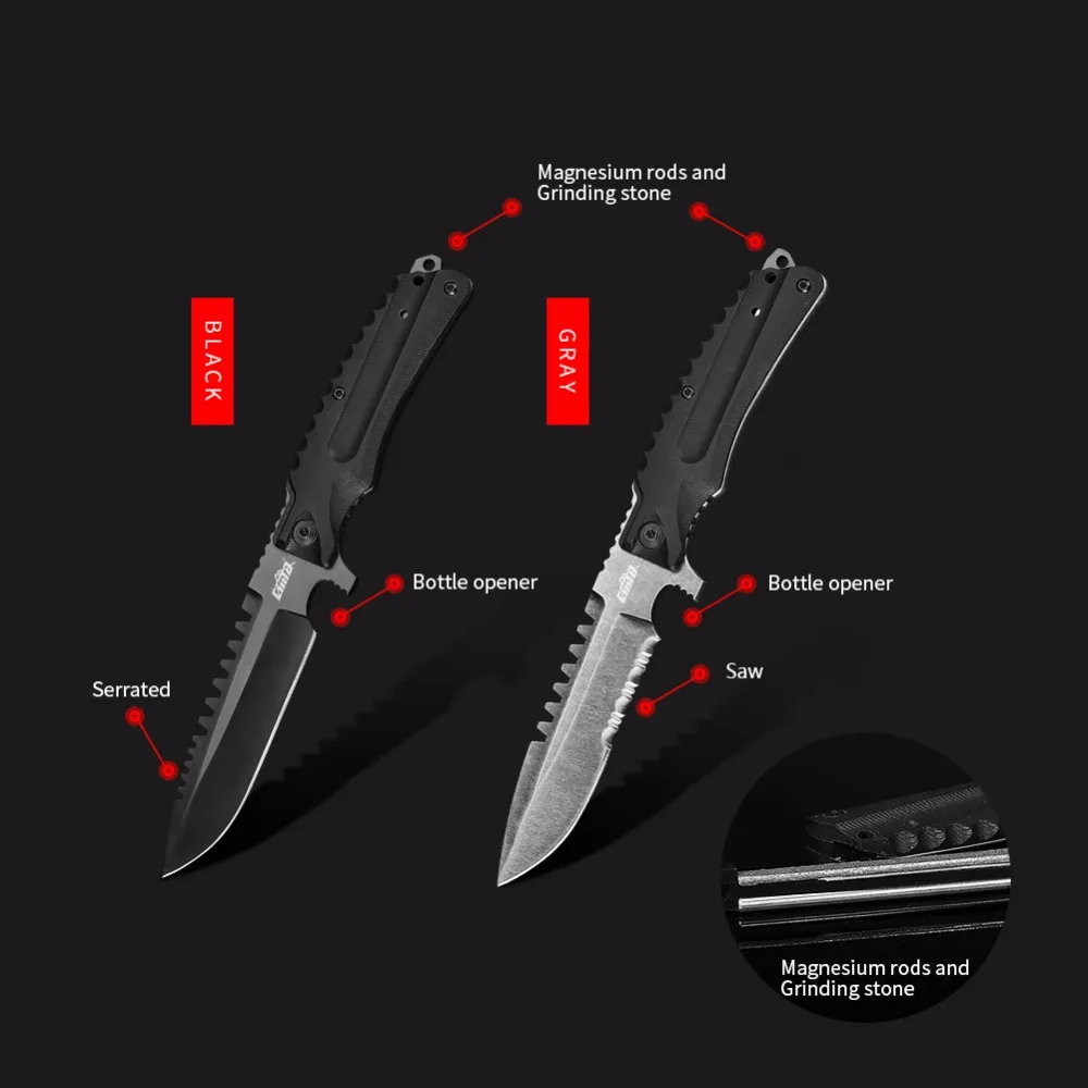 Охотничий нож CIMA высокой твердости с фиксированным лезвием с оболочкой, AUS-8 лезвием, рукояткой G10, 8,26 дюймов
