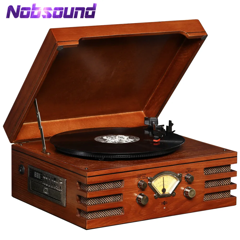 

Nobsound HiFi Plattenspieler Turntable Record Player CD Support U-disk With FM Radio AUX USB Bluetooth