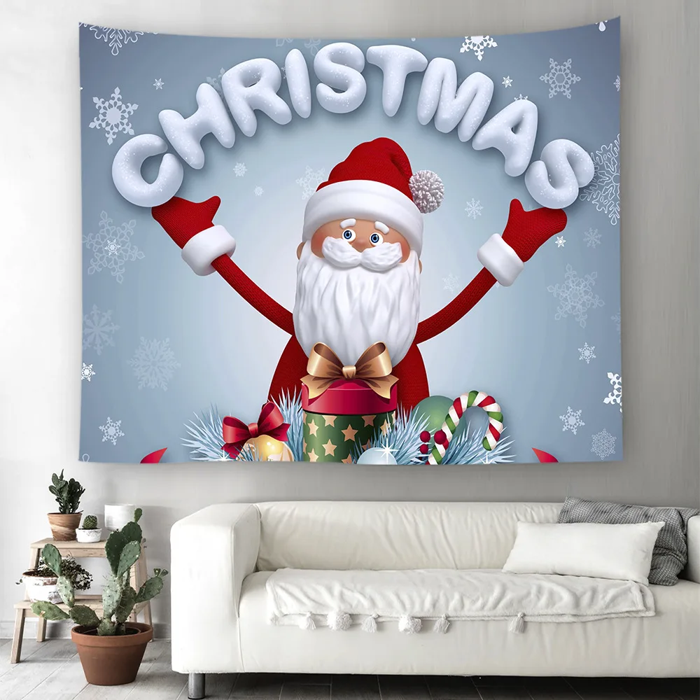

Cilected Xmas Gifts Home Wall Hanging Tapestry Wall Ornamentation Santa Snowman Printed Wall Art Tapestry For Christmas Decor
