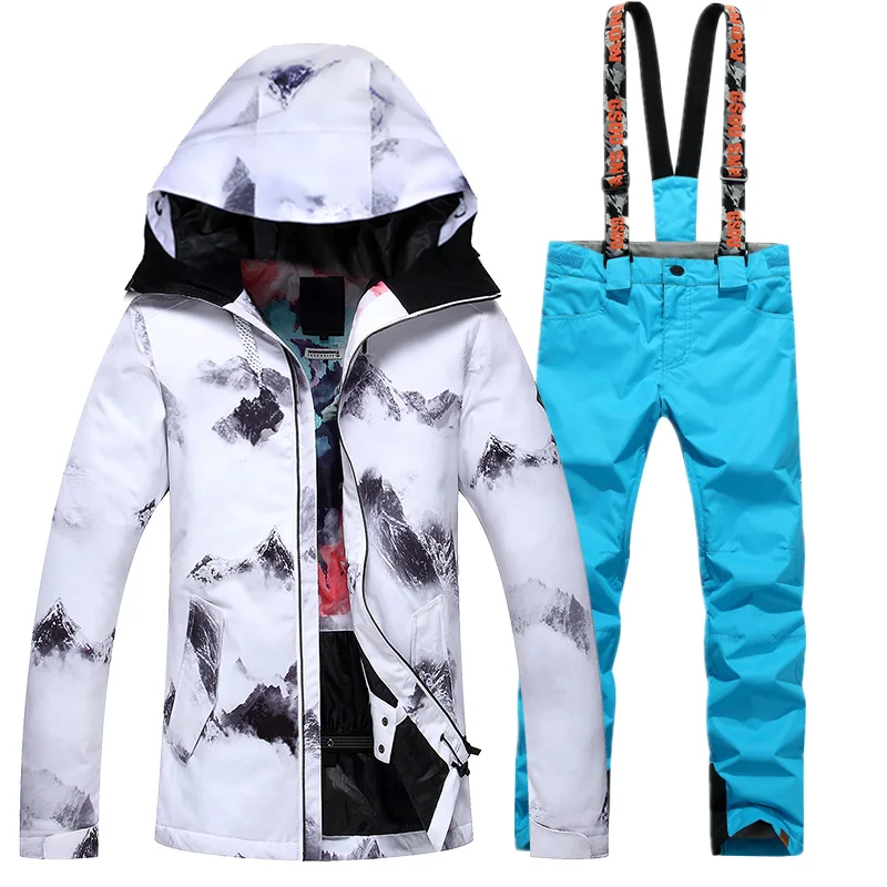 Г. Зимние погоду женские лыжные костюмы водонепроницаемый женские зимние Куртки и комплект со штанами Сгущает дышащий сноуборд одежда