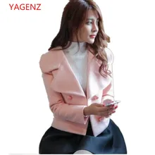 Модная молодежная куртка молодых костюм для девочки Для женщин осеннее пальто небольшой пункт имитация шерстяной пиджак короткий Для женщин топы k2788