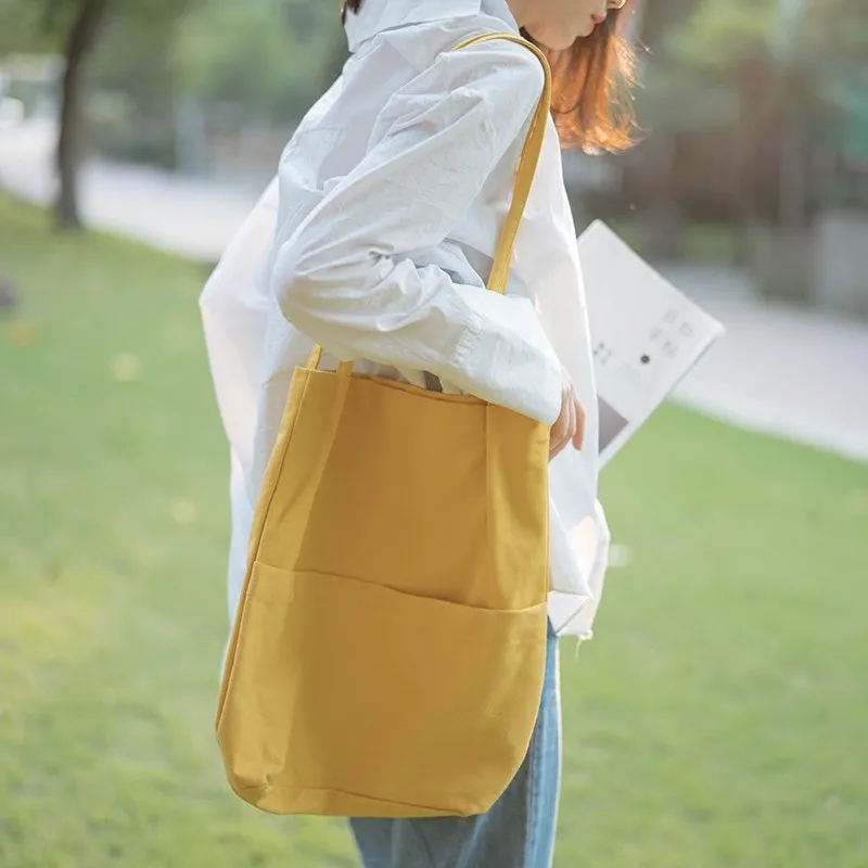 Хлопок Холст Для женщин сумка складная эко Сумки Повседневное пляжная сумка-шоппер леди сумки летние - Цвет: Цвет: желтый