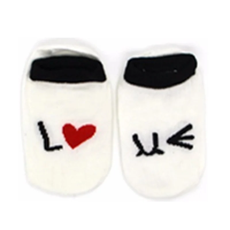 Детские носки унисекс носки-тапочки Носки для маленьких мальчиков и девочек детские носочки с изображением симпатичных животных Кролик Крыса с узором медведя, Носки хлопок - Цвет: White love