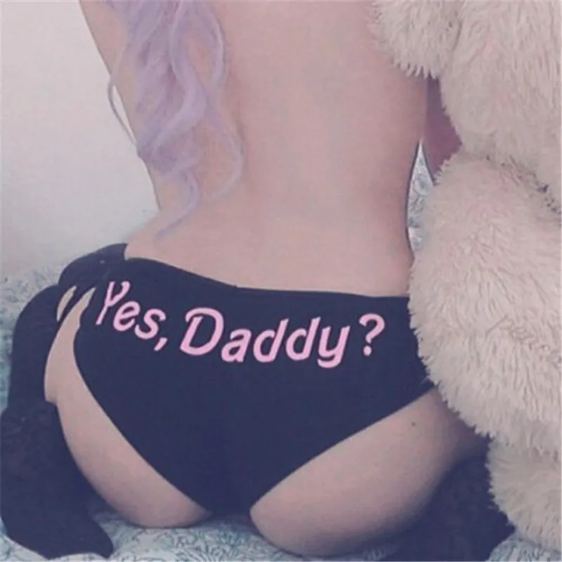 Women Sexy Lingerie G-string Briefs Underwear Panties T string Thongs Knickers Yes Daddy Letter Printing Sexy Women Panties