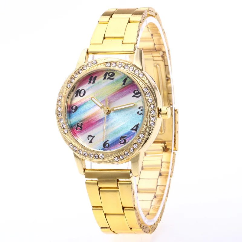 MJARTORIA Multi Color Fashion Wrist Watch Rhinestone Stainless Steel