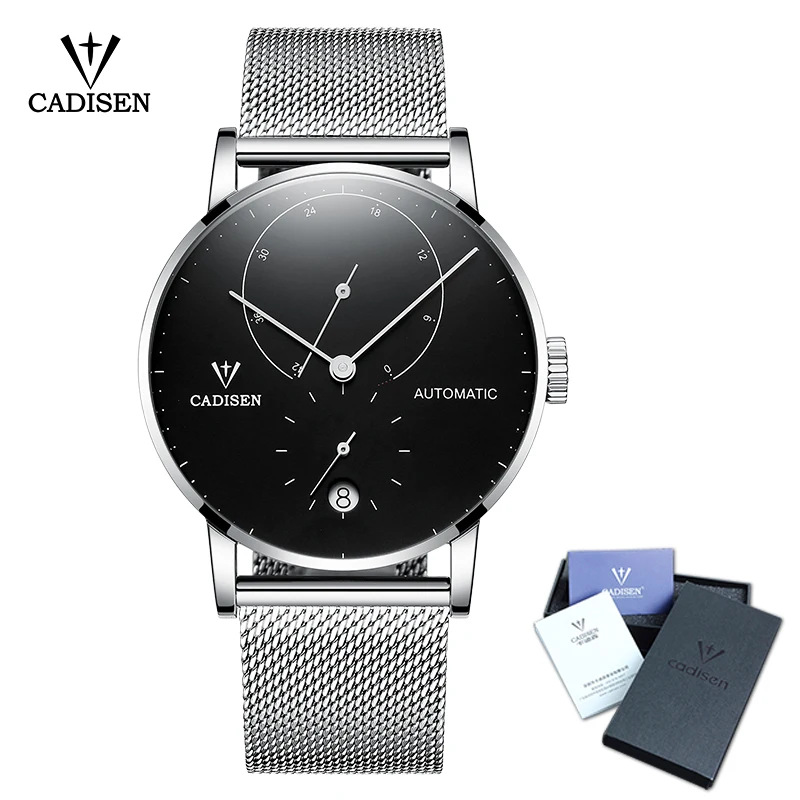  CADISEN Top Mens Watches Brand Luxury Automatic Mechanical Watch Men Full Steel Business Waterproof