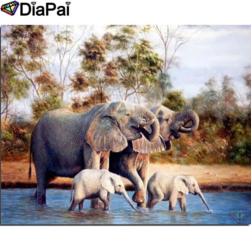 

DIAPAI 5D DIY Diamond Painting 100% Full Square/Round Drill "Animal elephant" Diamond Embroidery Cross Stitch 3D Decor A23579