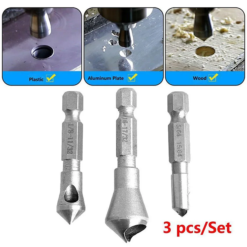 3 шт. набор HSS Зенковка для снятия заусенцев сверло Металл конус отверстие пилы резак фаски мощность сверла ручной инструмент Биты для резки