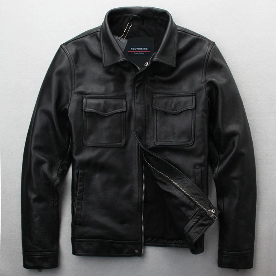 Holyrising мужская куртка Cuero Hombr с отложным воротником, натуральная кожа, карманы, мотоциклетные тонкие куртки и пальто, черный S-5XL, 18657-5