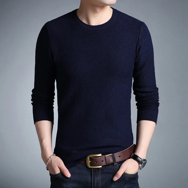 Новая мода весна осень мужские шерстяные пуловеры мужские свитера пуловер - Цвет: Navy Blue