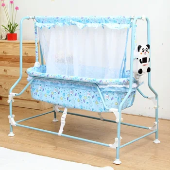 

newborn baby sleeping cradle electricity auto-swing baby cradle baby bed pink and blue color