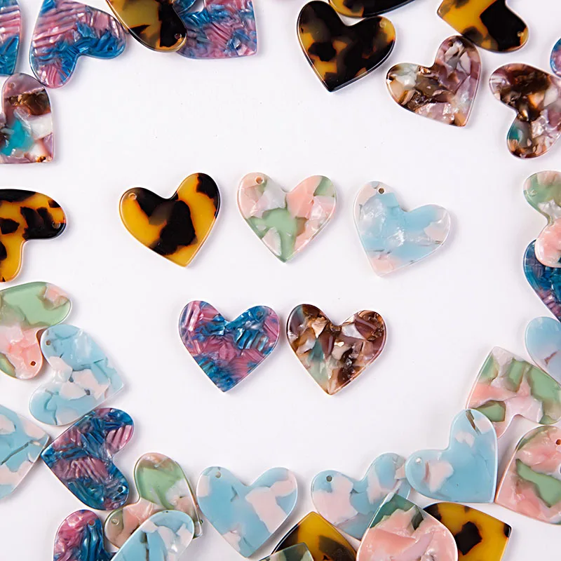 Heart Acetate Cabochon Gems For Native American Beaded Earring with a holes 23x20MM 30PCS/LOT am TAIDIAN|cabochon gem|gem cabochonheart gems |