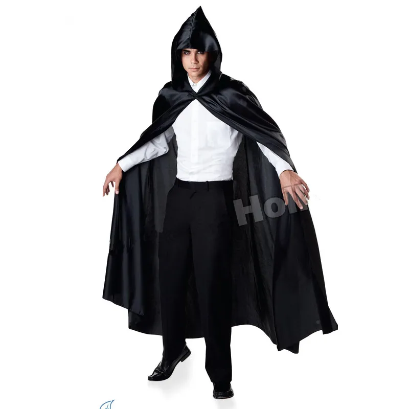black hooded cape long black cape costume magician cape halloween cosplay cape devil cosplay