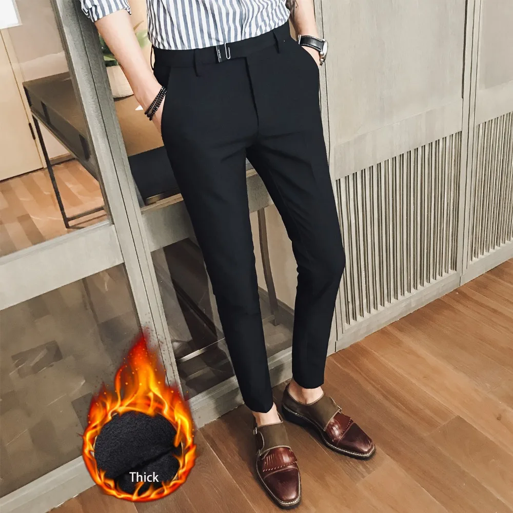 Social Pants Winter Office Trousers for Men Formal Pants Dress Grey ...