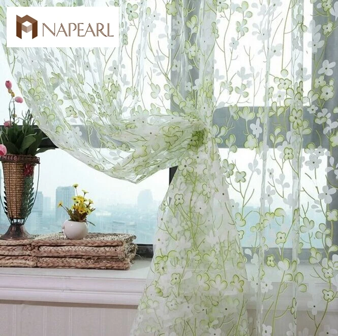 

NAPEARL Rustic style tree design sheer curtain tulle fabric for window curtain