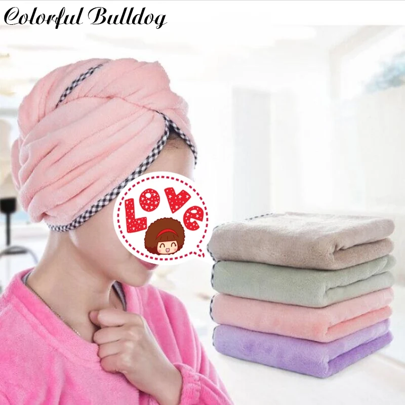 

Colorful Cheap Bath Towe Soft Girl Hair Wrap Women Bathroom Super Absorbent Quick-drying Microfiber Bath New Hair Dry Cap Salon