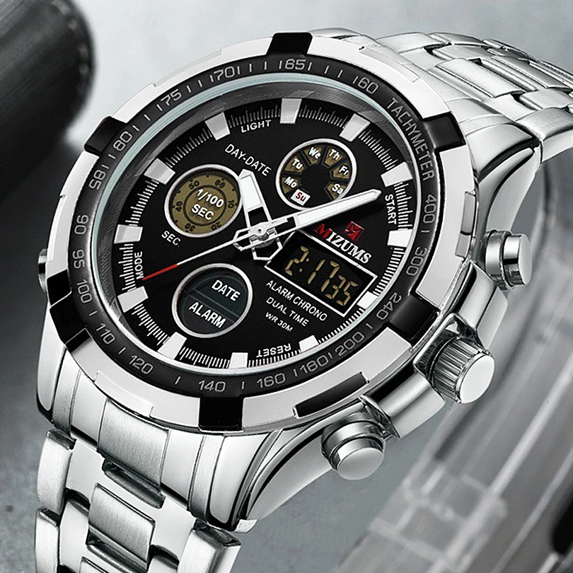 

Men Fashion Sports Watches MIZUMS Brand Military Digital Analog Waterproof Quartz Chronograph Watch Clock Relogios Masculinos