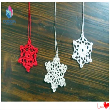 

2016 new arrival 100 pic/lot 6 cm crochet star snowflake decoration for Christmas tree ornament cotton crochet doilies Snowflake