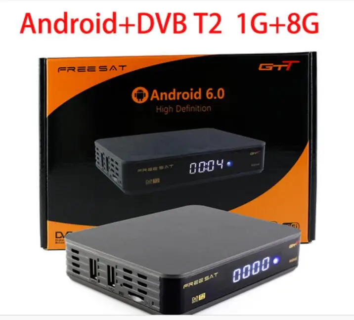 

free sat GTT 5pcs/10pcs dvb t2 android 1g+8g wifi 1080p android6.0 k1 android dvb-t2 signal