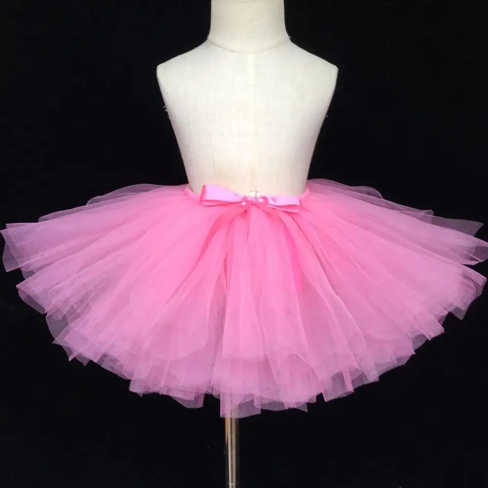 Зеленая юбка-пачка для Девочек Пышные фатиновые юбки для девочек балетное детское платье юбка-американка с бантом из ленты, детский праздничный костюм, юбки - Цвет: Розовый