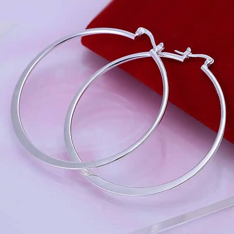 

Simple Fashion Style Silver plated Flat Circle Earrings Jewellery mens 2014,Wholesale&hot sell, SMTE043
