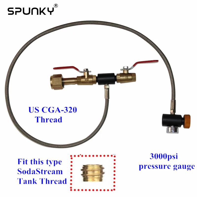 3" Sodastream СО2 бак бутылка заправка станция адаптер kobalt с нами CGA-320 или W21.8-14 резьбой