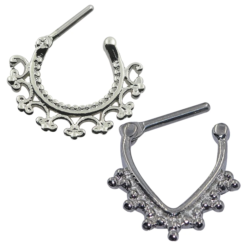 2pcs Nose Septum Gauges 16g 14g Ring Nose Piercing Septum Clicker