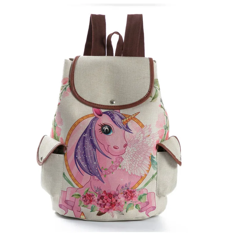 Школьный рюкзак с единорогом, милый рюкзак Mochila Feminina, модный рюкзак с кулиской, рюкзак с принтом Kawaii, школьный рюкзак для девочек - Цвет: 1672b