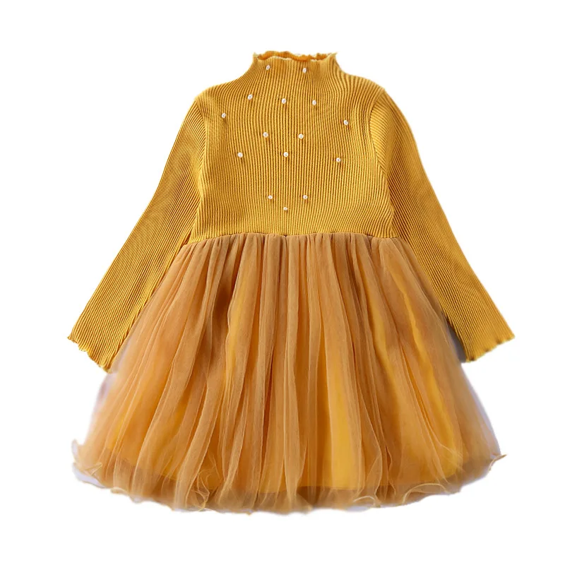

2018 Girls princess dress kids winter Autumn full sleeve Dresses for Baby Girls clothes knitting Children Clothing 4 6 8 10yrs