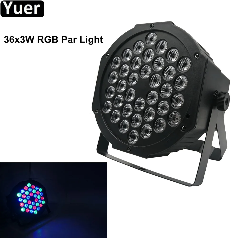 4 шт./лот светодиодный плоский Par Светильник 36x3 Вт RGB светодиодный Par DMX512 сценический светильник ing Effect плоский Par для DJ Disco вечерние KTV сценический светильник ing - Цвет: LED RGB Par